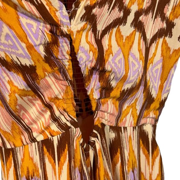 Bar III XX-Small Romper Jumpsuit Wide Leg Keyhole V-Neck Spaghetti Straps Ikat - Picture 3 of 11